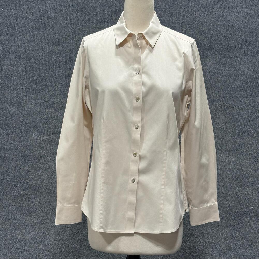 Foxcroft Shirt Womens 8 Pink Heritage Non Iron Button Front Long Sleeve Top